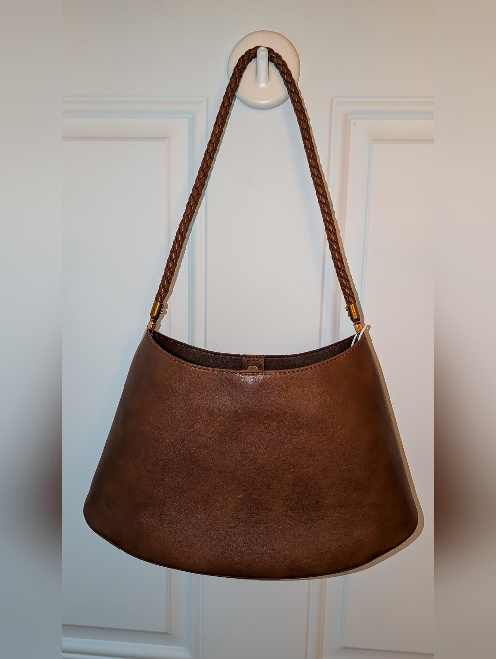 Shoulder Bag With Braided Strap And Bonus Pouch Caramel Brown NWOT